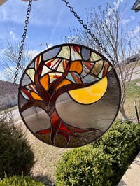 Image 3 of Large Stained Glass Tree of Life Moon Suncatcher - Handmade Nature Suncatcher