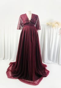 Image 2 of Burgundy dress for maternity photoshoot | Jenny | size S-M-L