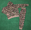 Yezikan Unisex Camo Print Drawstring Hoodie Sweatsuit