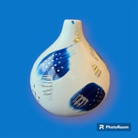 White & Blue Splash- Bud Vase