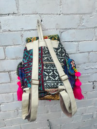 Image 5 of Skiathos Back Pack- leather WHITE adjustable straps and top handle