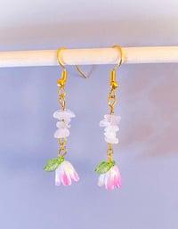 Image 1 of Rose Quartz & Flower Earrings 🌷