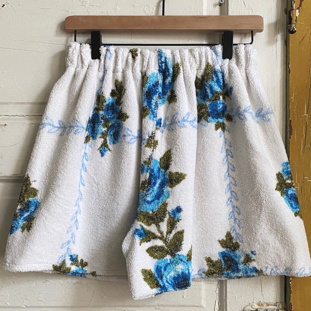 Image of Blue Lattice Roses Terry Granny Shorts II