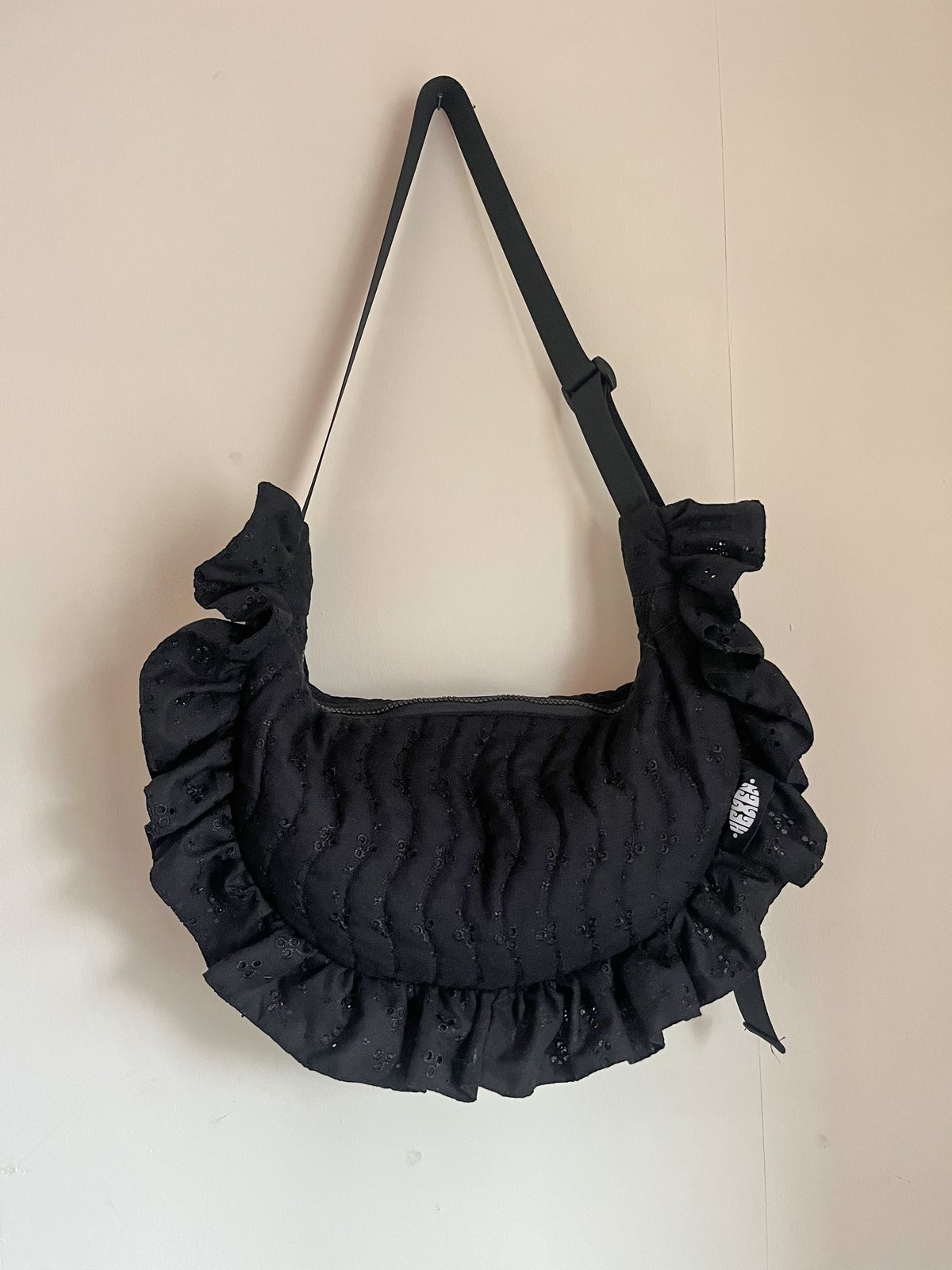Black Pillow Frill Crossbody Bag