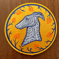 Image 1 of Hound cameo woven patch in buttercup yellow and marigold 