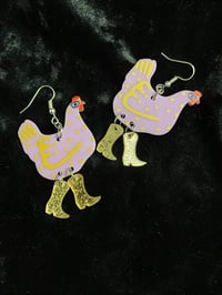 Image 3 of Chicken with Boots Earrings