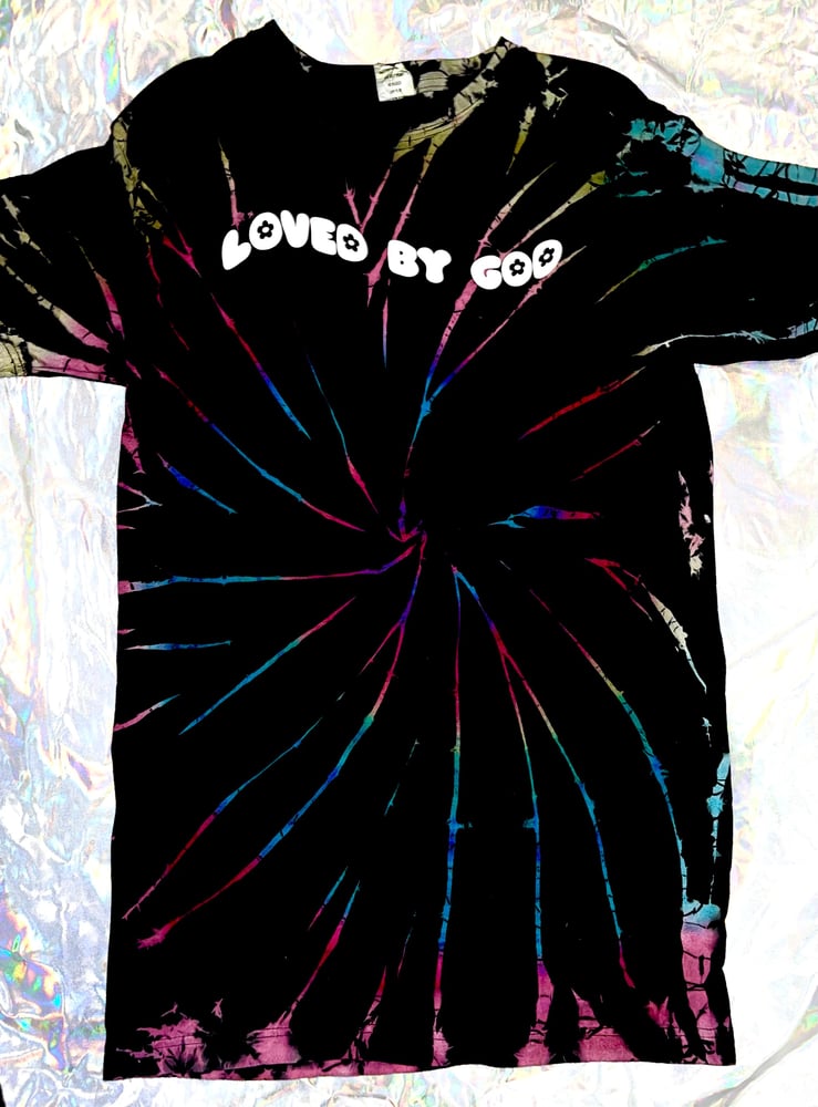 Image of “LOVED BY GOD” BLACK MULTI COLOR T-SHIRT