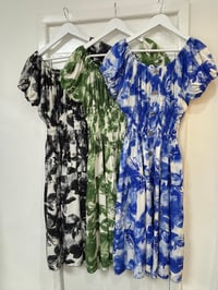 Image 3 of Fade Flower Button Bardot Midi Dress