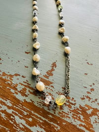 Image 2 of flash sale . Baroque Pearl And Opal Necklace With Sterling Bar Pendant