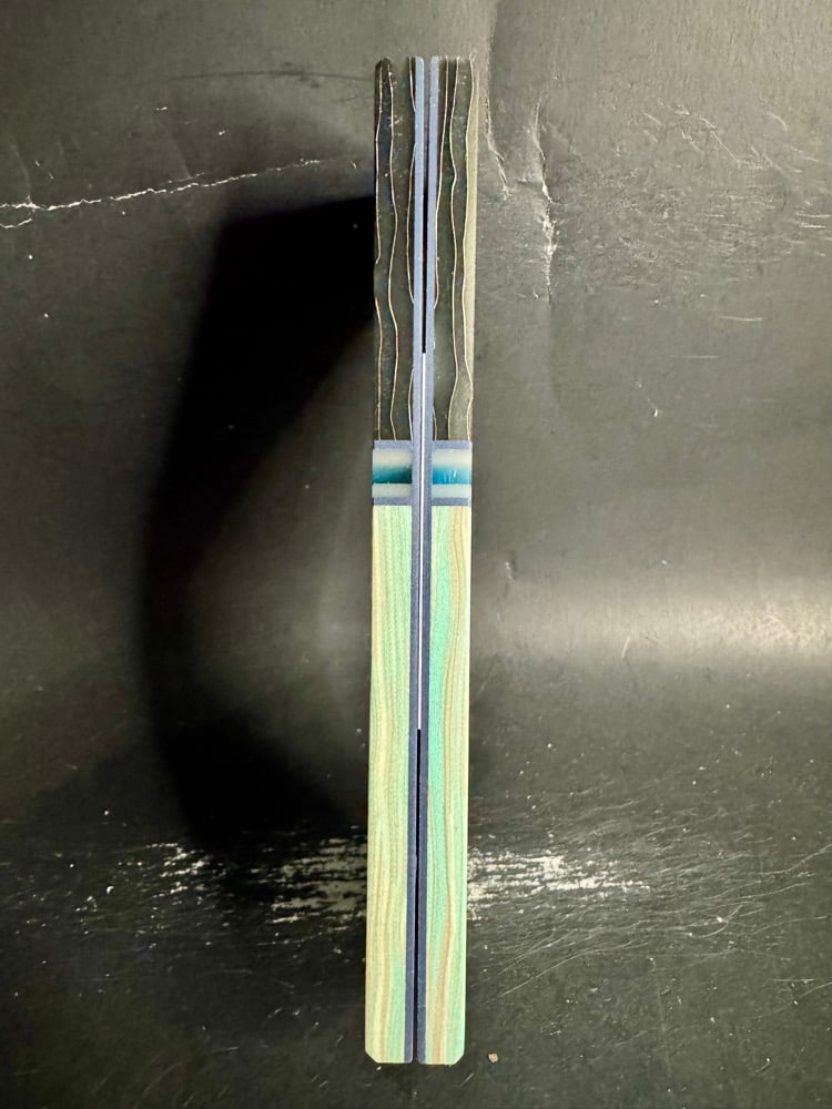 Image of Raffir Curly Uranium & Burl G10 GLOW Segmented Knife Scales