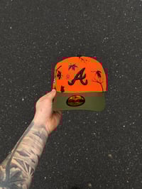 Image 3 of SAFTEY ORANGE OLIVE VISOR ATL BRAVES CUSTOM CAP