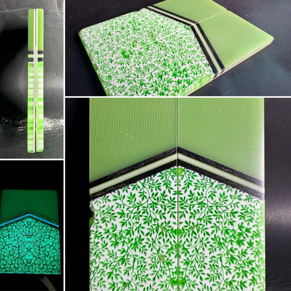 Image of Margarita G10 & @Kaoticartworks 3-D Resin GLOW Segmented Knife Scales