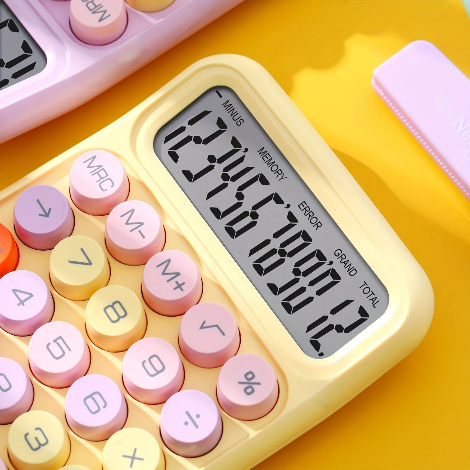 Image of 1pc Keyboard Calculator Office 12-digit Mechanical Calculator Cute Candy Color Calculator  Battery n