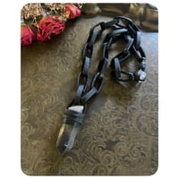 Image 1 of SALE - Leather Link Chain Necklace - Kodiak Black Leather and Smokey Quartz