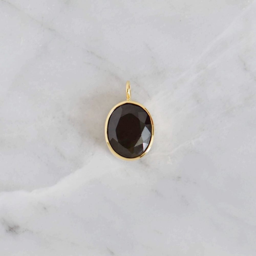 Image of Natural Dark Green Sapphire oval cut 14k gold necklace