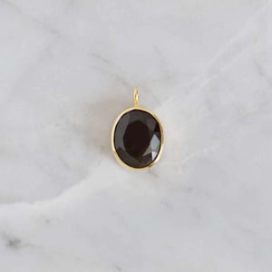 Image of Dark Green Sapphire oval cut 14k gold necklace