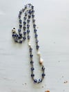 Iolite And Pearl Rosary Style Necklave