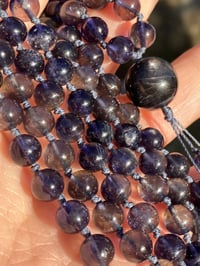 Image 3 of Iolite Mala, Iolite 108 Bead Japa Mala, Iolite Hand Knotted Gemstone Necklace