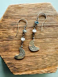 Image 12 of kyanite moonstone crescent moon dangle earrings