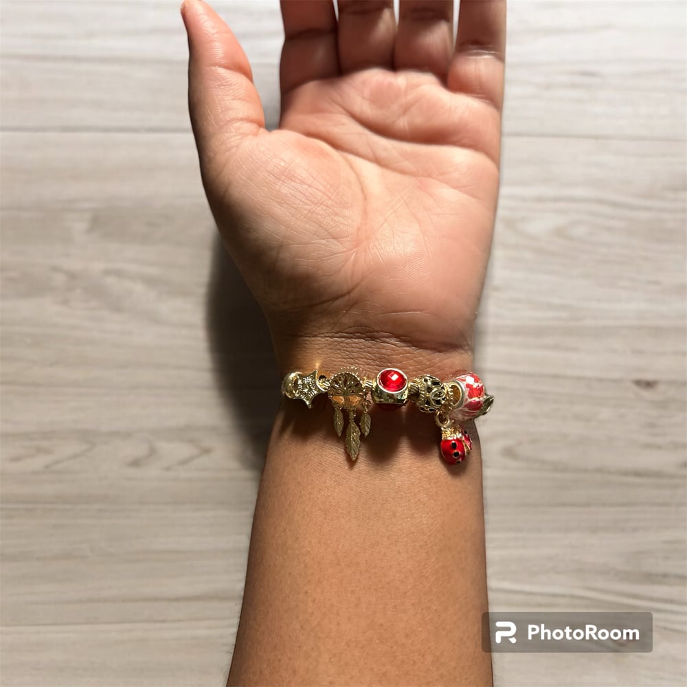 Image of LadyBug Charm Bracelet