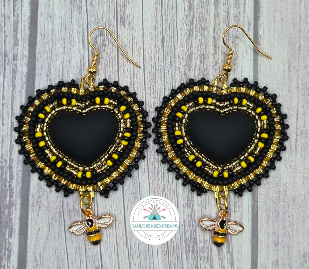 Image of Black Bee Earrings