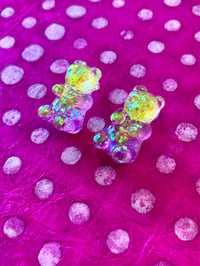 Image 1 of Galaxy Resin Gummy Bear Stud Earrings