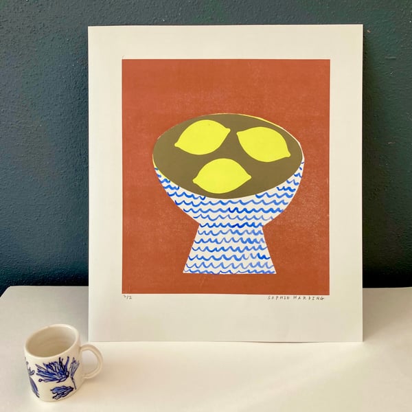 Image of Lemons in a Bowl handmade print