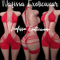 Image 3 of Crystal Rhinestone Bodysuit for Women - White, Black, Red and Pink Sparkle Outfits 