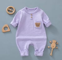 Image 4 of Boys Girls Ribbed Coloured Bear Romper