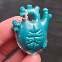 Image 4 of XLARGE "MY HEART BELONGS TO THE SEA" ANATOMICALLY CORRECT HEART PENDANT 33
