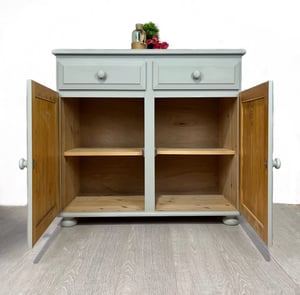 Image of Vintage Pine Neutral Painted Sideboard Cupboard