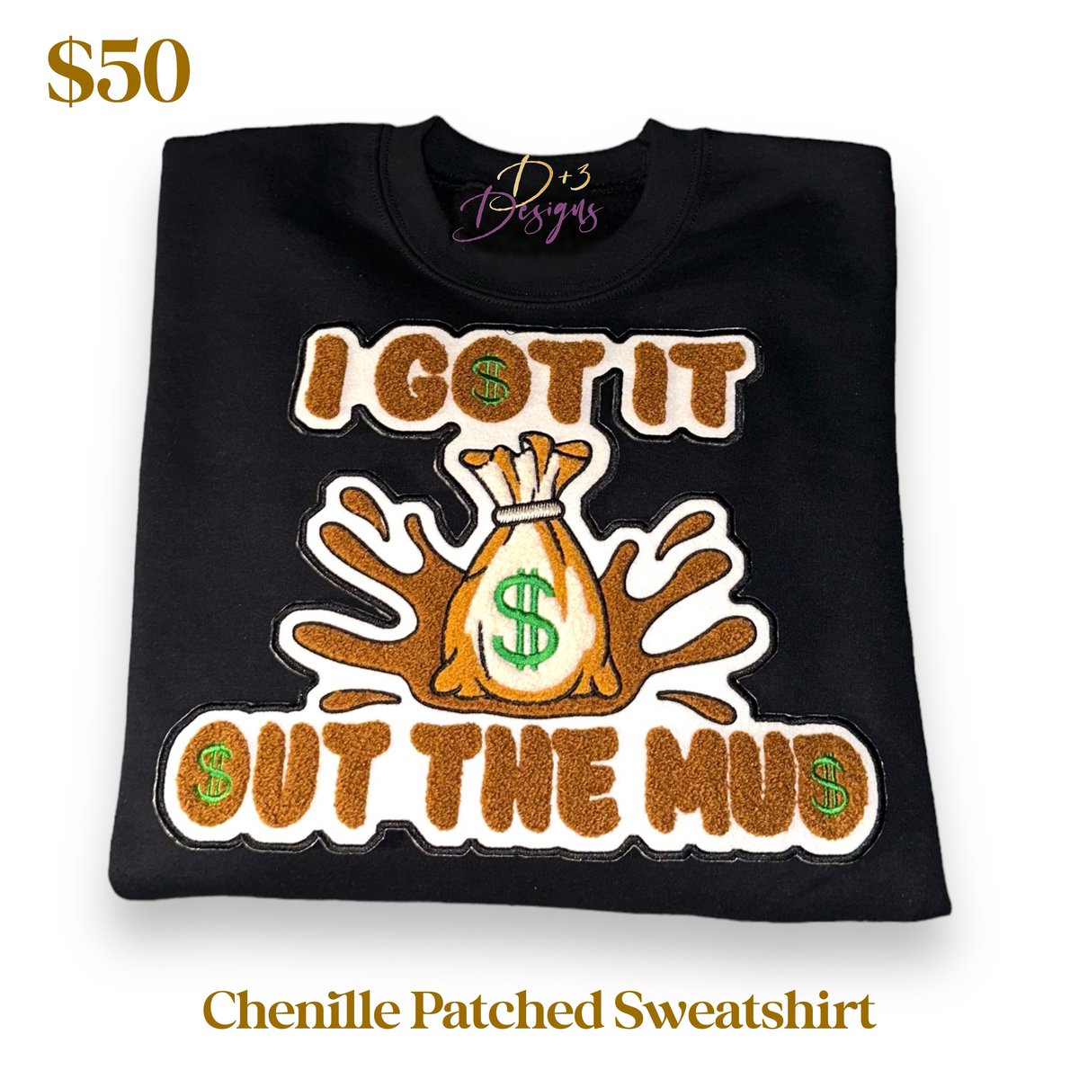 Image of Got It Out The Mud Chenille Patched sweatshirt 