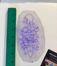 Image 1 of Army Dagger By Malone Vtg Acetate Tattoo Stencil- flash