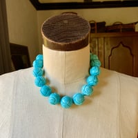 Image 3 of Magnesite Turquoise Shou Chinese Beaded Necklace