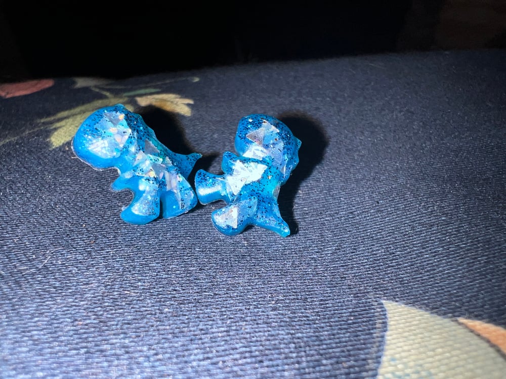 Image of Dino blue sparkly studs