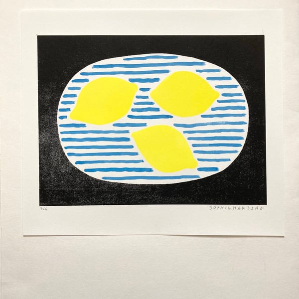Image of Lemons on a Plate handmade print
