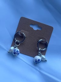 Image 2 of Stainless Steel Greek Style Freshwater Pearl Huggies