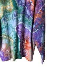 Image 8 of XL Unisex Adult Soft Long Sleeve Tee in Earthy Rainbow Geode Ice Dye