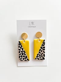 Paire de boucles d’oreilles céramique TOTEM RECTANGULA GM jaune