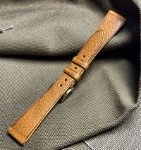 Image 1 of Grained Calfskin "vintage Yellow Edge" Watch Strap