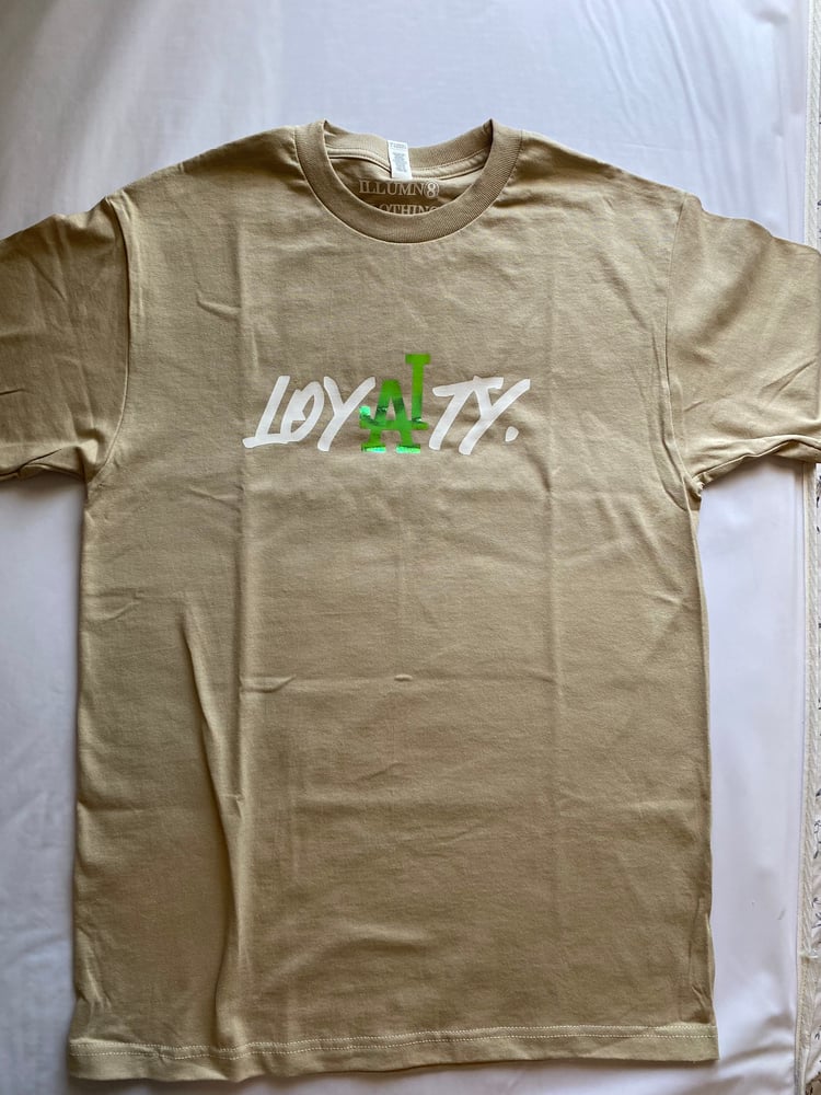 Image of Tan unisex holographic tshirt 