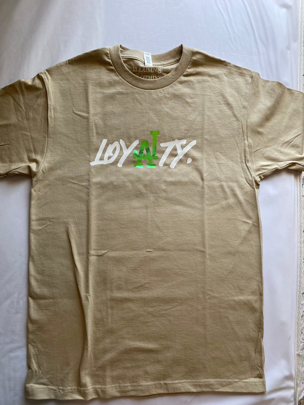 Image of Tan unisex holographic tshirt 