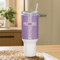 Image 1 of Travel mug with a handle (Lord's prayer on light purple)