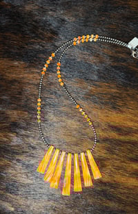 Image 3 of Orange Spiny Drop Necklace 