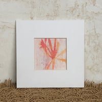 Image 1 of Mini Botanical Monotype ~ Catchweed, Pink, Peach ~ 4x4 Inch Mat 