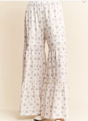 Image of Pink- 3-teired floral pants 