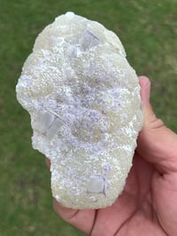 Image 4 of QR Code Fluorite On Druzy Quartz Matrix Specimen| Guizhou China #3065