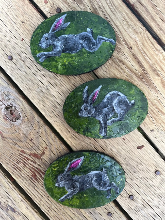 Original Oil Paintings: “Running Hares”