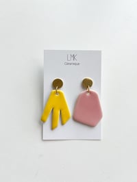 Paire de boucles d'oreilles céramique DUO jaune et rose