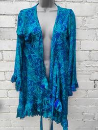 Image 6 of Wrap Dress- Henna green blue m-l
